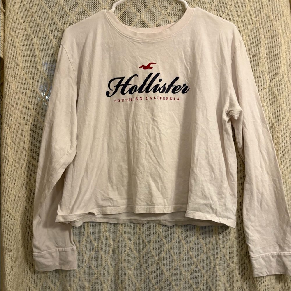 Hollister White Graphic Tee with Red Accents